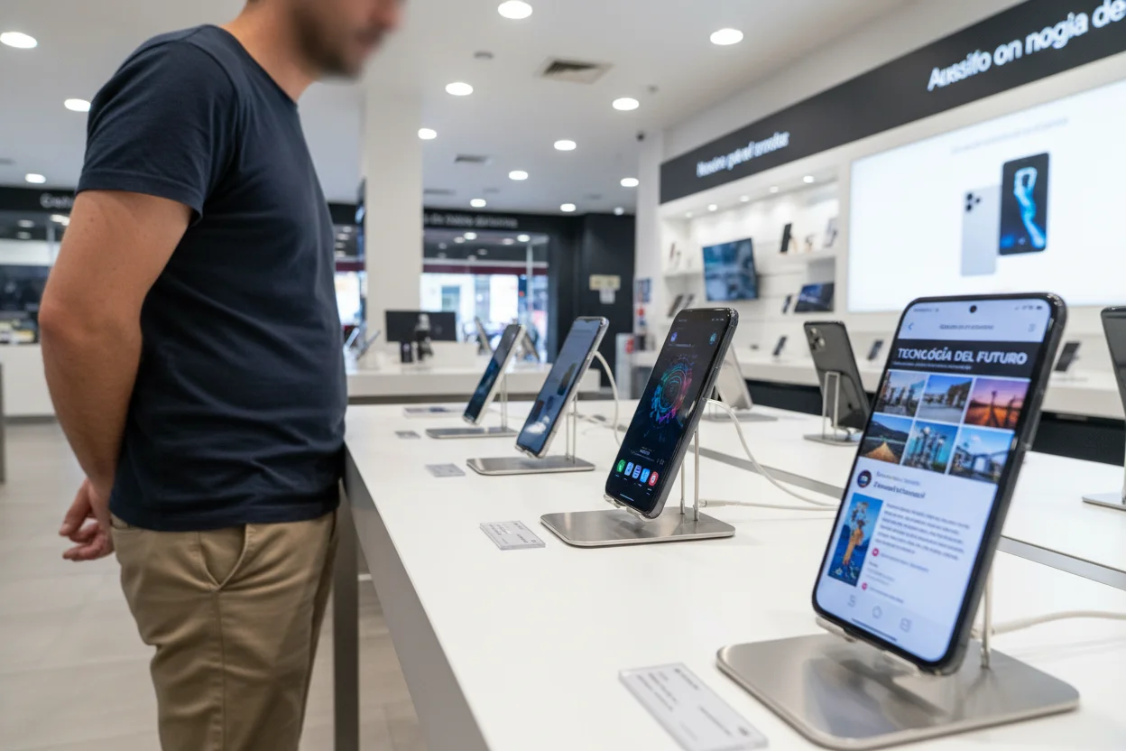 varios smartphones de distintas marcas sobre una mesa mostrando funciones de inteligencia artificial