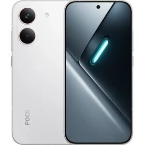 POCO X8 PRO blanco visto por detrás y por delante, pantalla AMOLED de 6,59 pulgadas