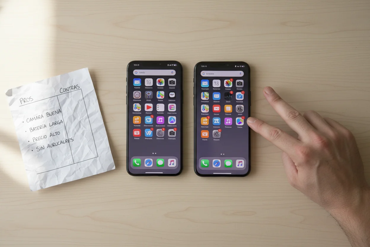comparación entre un móvil Xiaomi y un realme sobre una mesa para evaluar diferencias