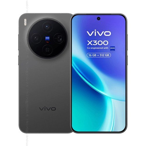Vivo X300 Phantom Black visto por detrás y por delante con cámara circular Zeiss y pantalla AMOLED 6,3 pulgadas