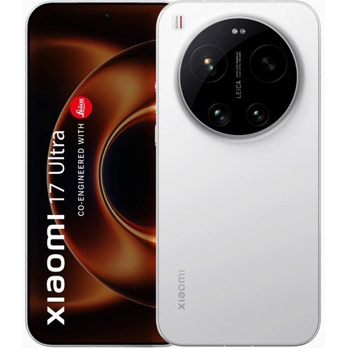 Xiaomi 17 Ultra blanco visto por detrás y por delante con módulo Leica circular y pantalla AMOLED 6,7 pulgadas