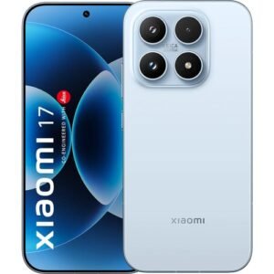 Xiaomi 17 azul claro visto por detrás y por delante, pantalla AMOLED 6,3 pulgadas con triple cámara Leica