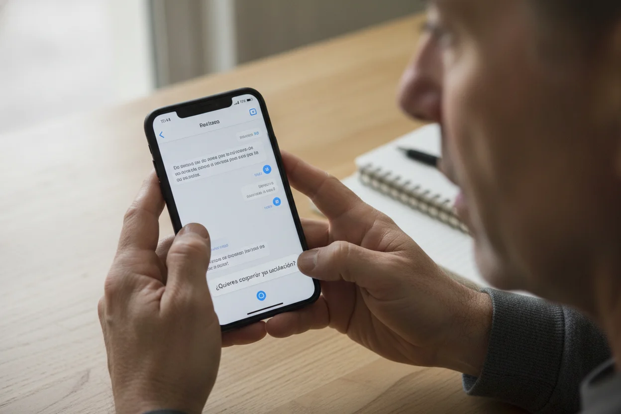 manos sosteniendo un Samsung Galaxy con una notificacion inteligente de One UI en pantalla